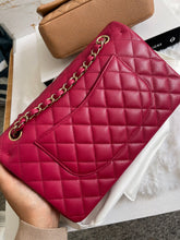 Load image into Gallery viewer, Chanel 21A Dark Pink/Raspberry Pink Caviar LGHW Medium ML Double flap Timeless Classic Bag
