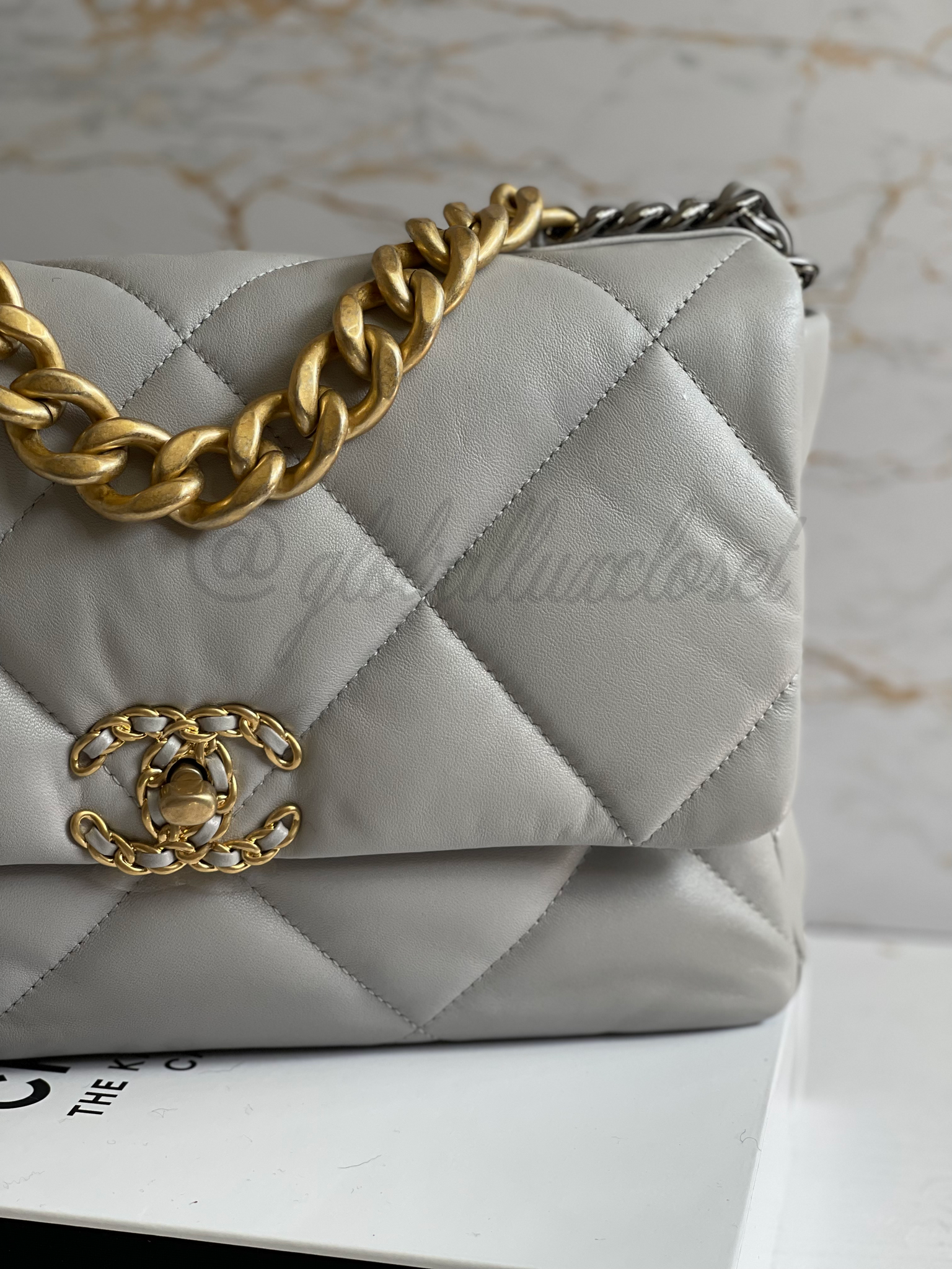 Chanel 19 size small from 21A collection in Grey Lambskin Mixed Hardwa   Globalluxcloset
