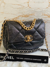 Load image into Gallery viewer, Chanel 19 Flap Bag Size Small series 28 Black Goatskin with mixed hardware
