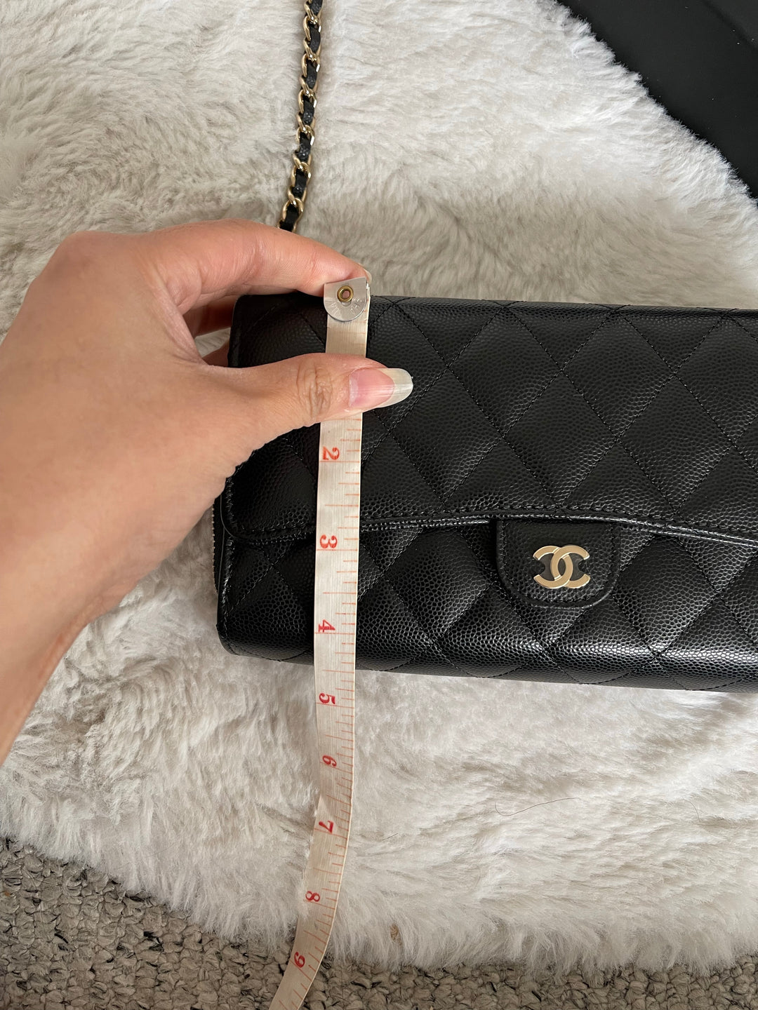 Chanel Wallet with Phone Pouch Clutch with Chain in Black Caviar LGHW