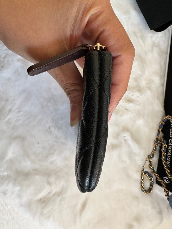 Chanel series 24 Black Caviar LGHW Mini O Case/Pouch