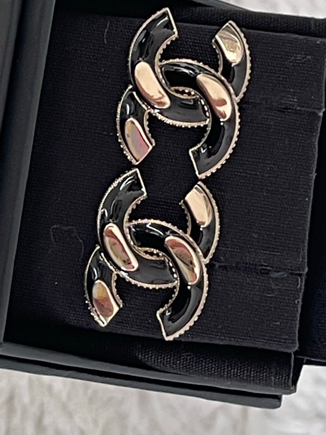 Chanel 21A Gold and Black CC Earrings