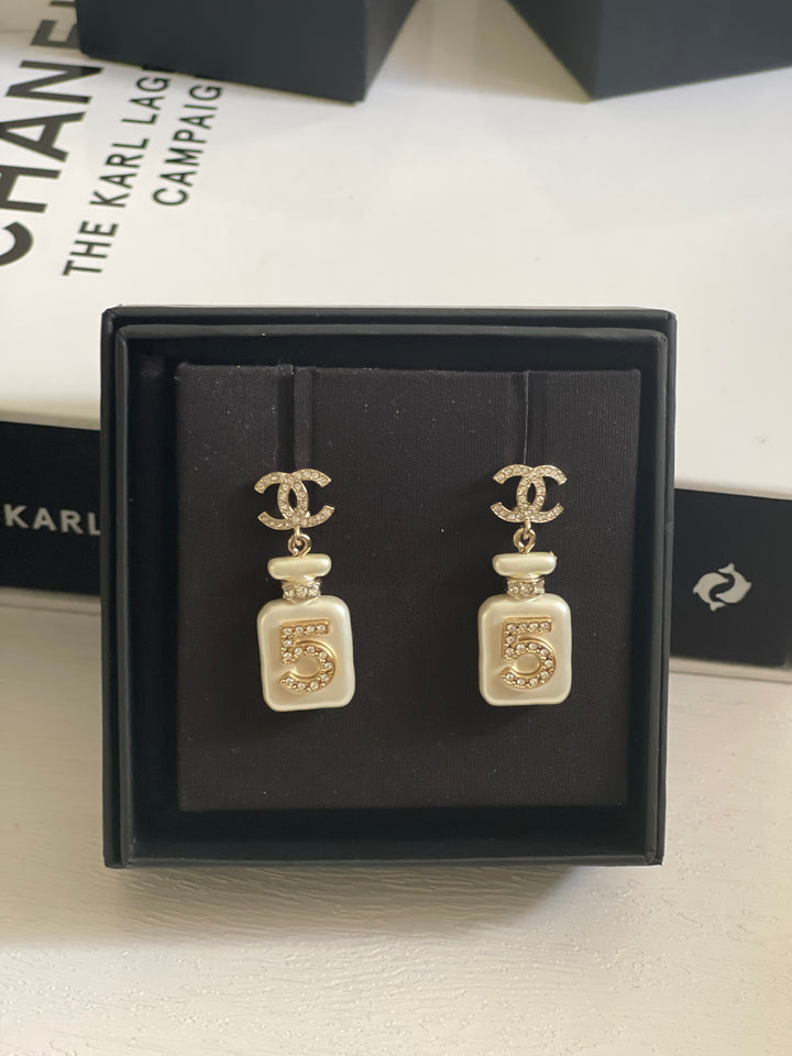 Chanel 22S Collection Number 5 Perfume Bottle Earrings