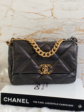 Load image into Gallery viewer, Chanel 19 Flap Bag Size Small series 28 Black Goatskin with mixed hardware
