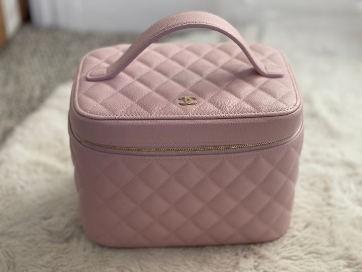 Chanel 21S pink caviar LGHW Large Vanity case