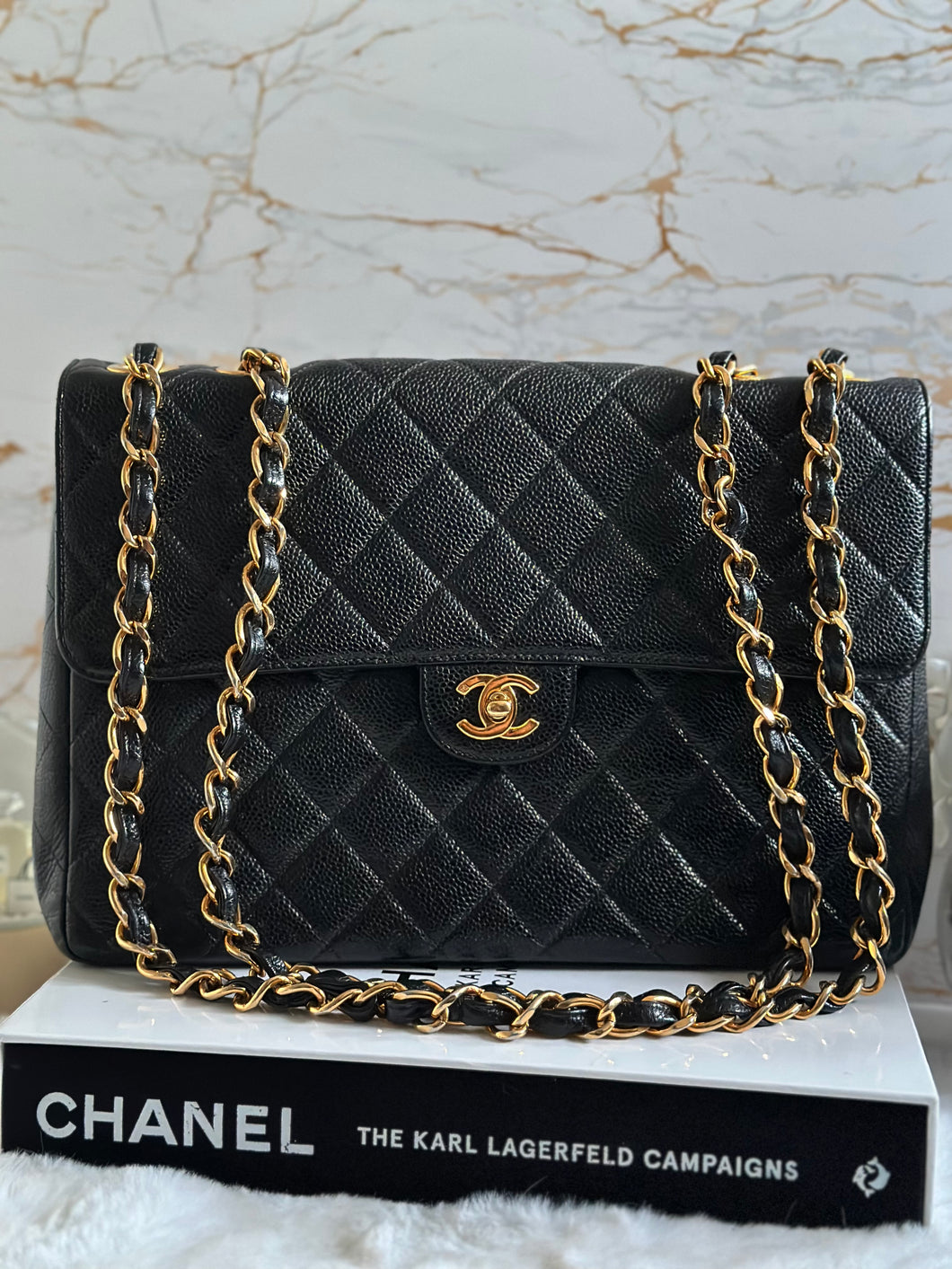 Chanel flap top bag caviar