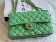 Load image into Gallery viewer, Chanel 21P Avocado Green Caviar Champagne Gold hardware Small Timeless Classic Double Flap Bag
