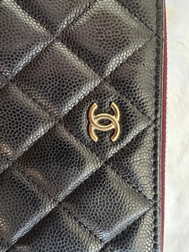 Chanel series 24 Black Caviar LGHW Mini O Case/Pouch