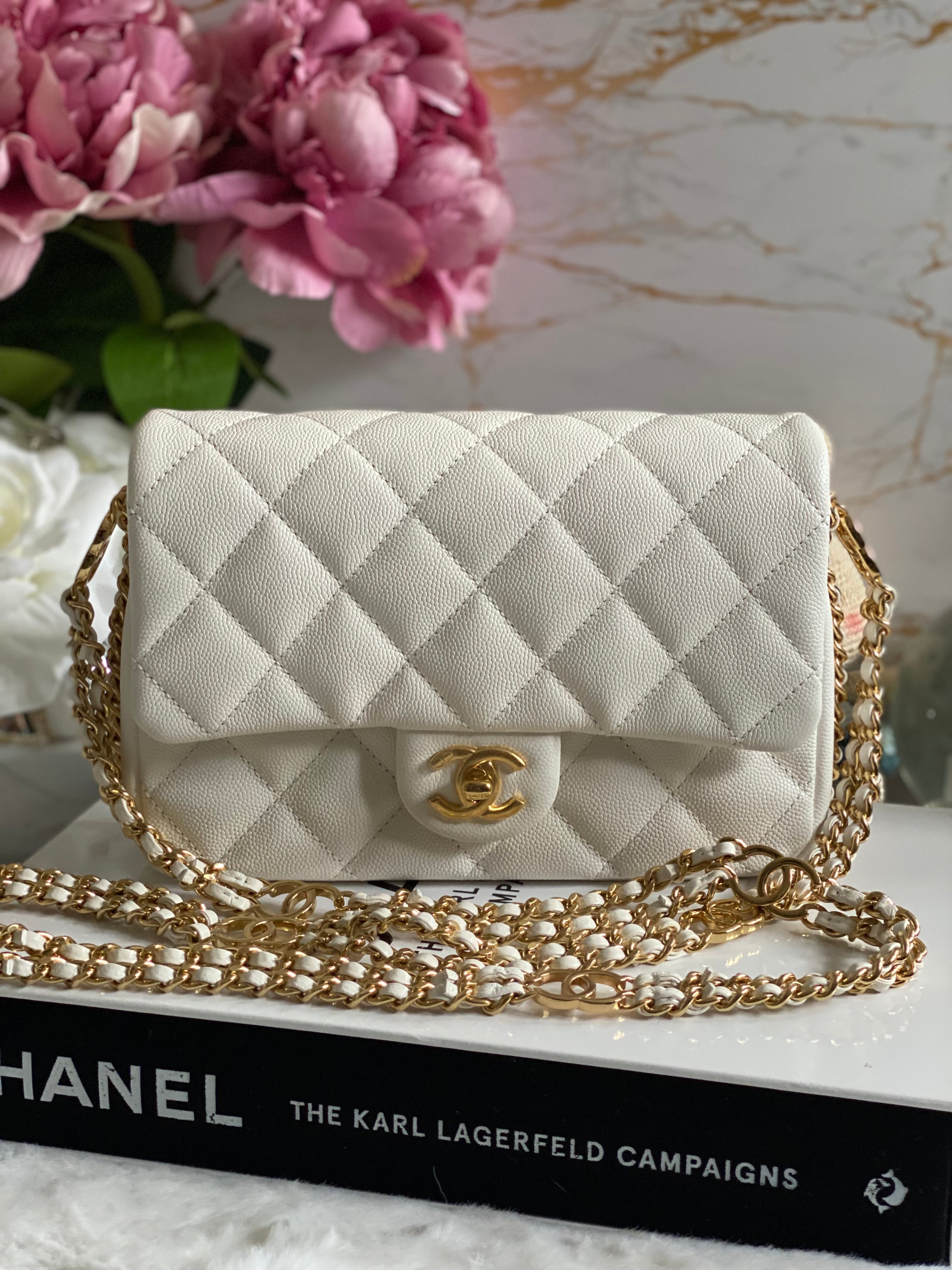 Chanel 23C collection White Caviar LGHW Seasonal Mini Flap Bag