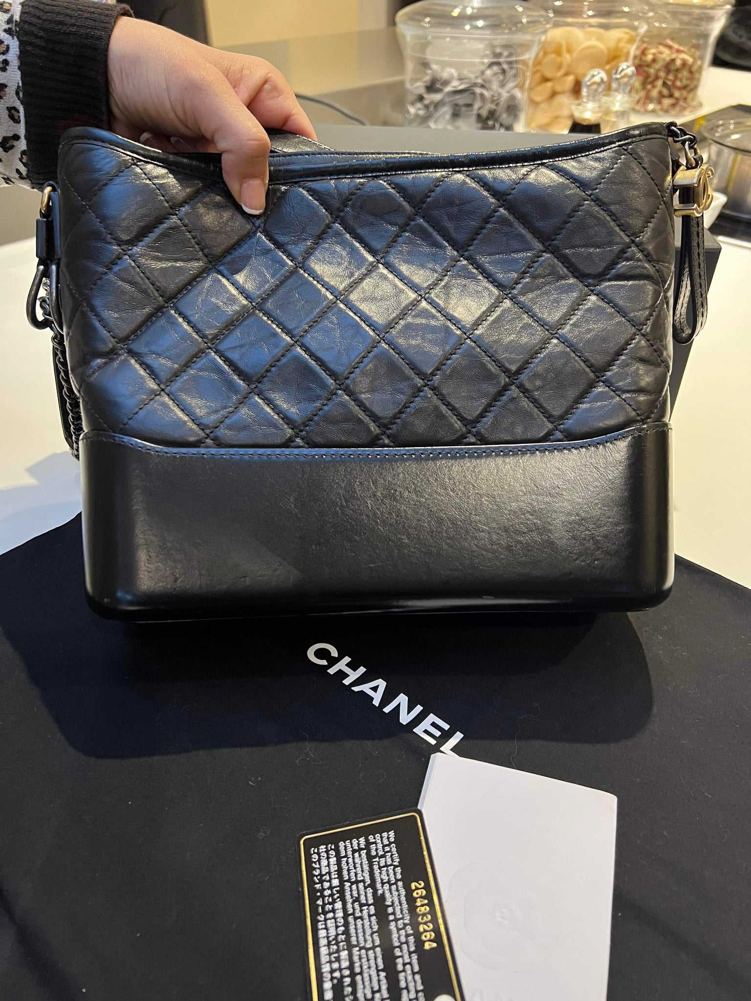 Chanel series 26 Black Distressed Calf Skin Gabrielle Hobo Bag with Mi –  Globalluxcloset