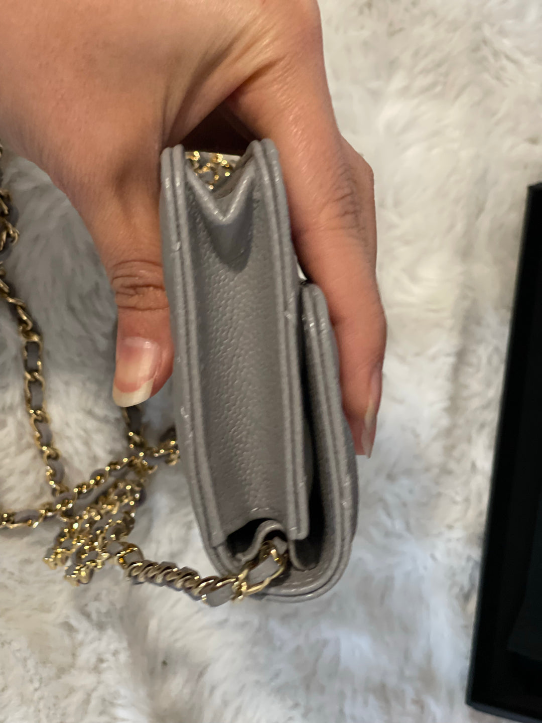 Chanel 21B Grey caviar coco chain o purse