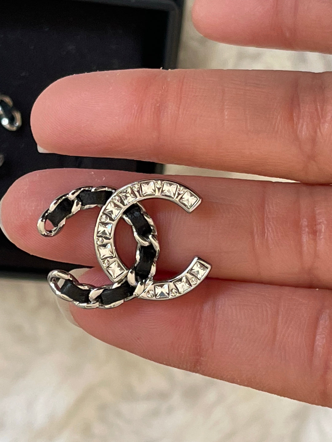 Chanel 19B CC Silver hardware Earrings