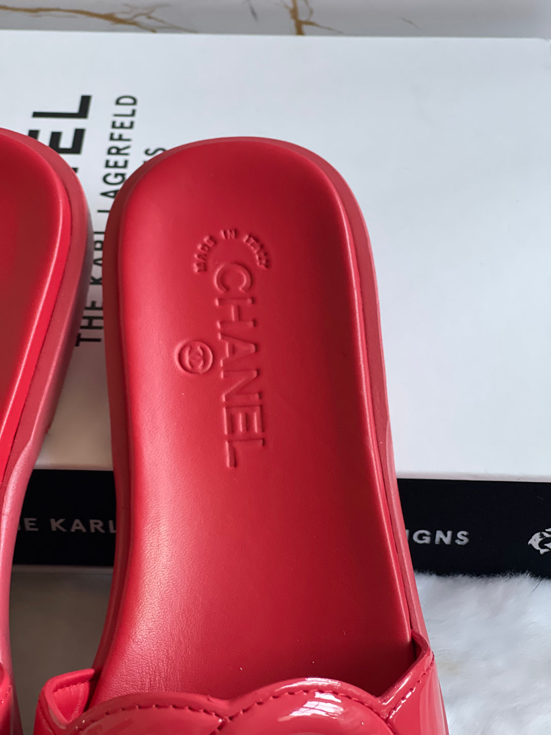 Chanel Red Rubber Sliders Size 38C