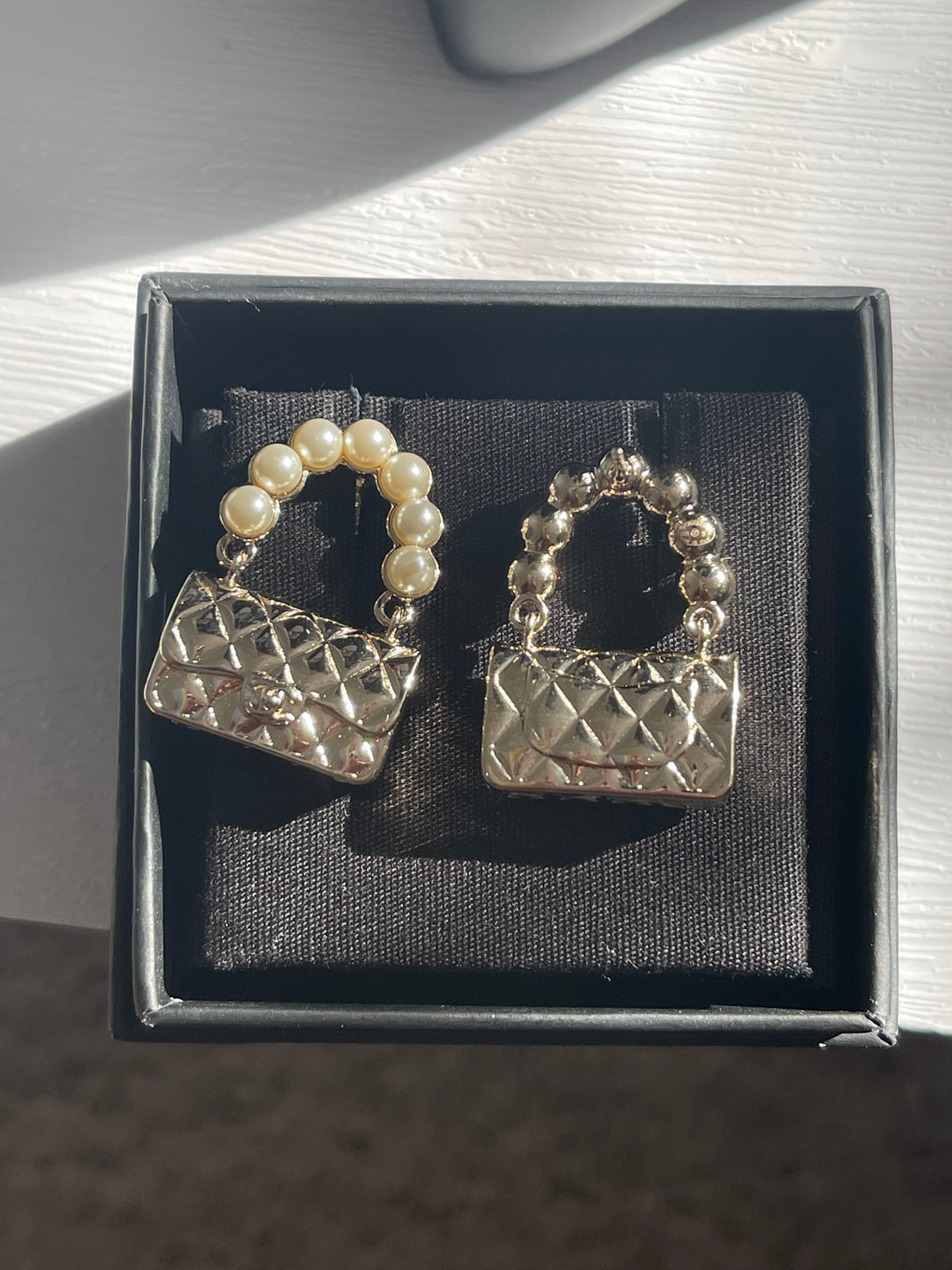 Chanel Handbag Pearl Earrings