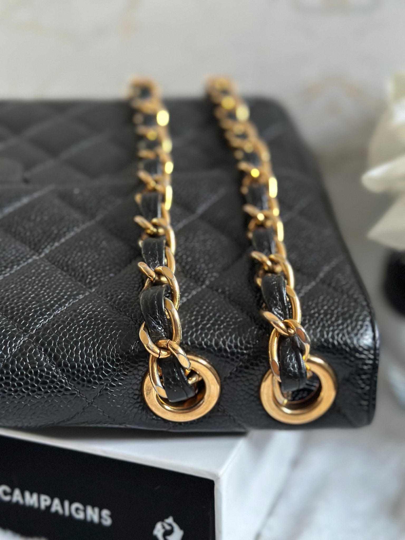 Chanel Series 7 Vintage 24K GHW Black Caviar Jumbo Flap Bag –  Globalluxcloset