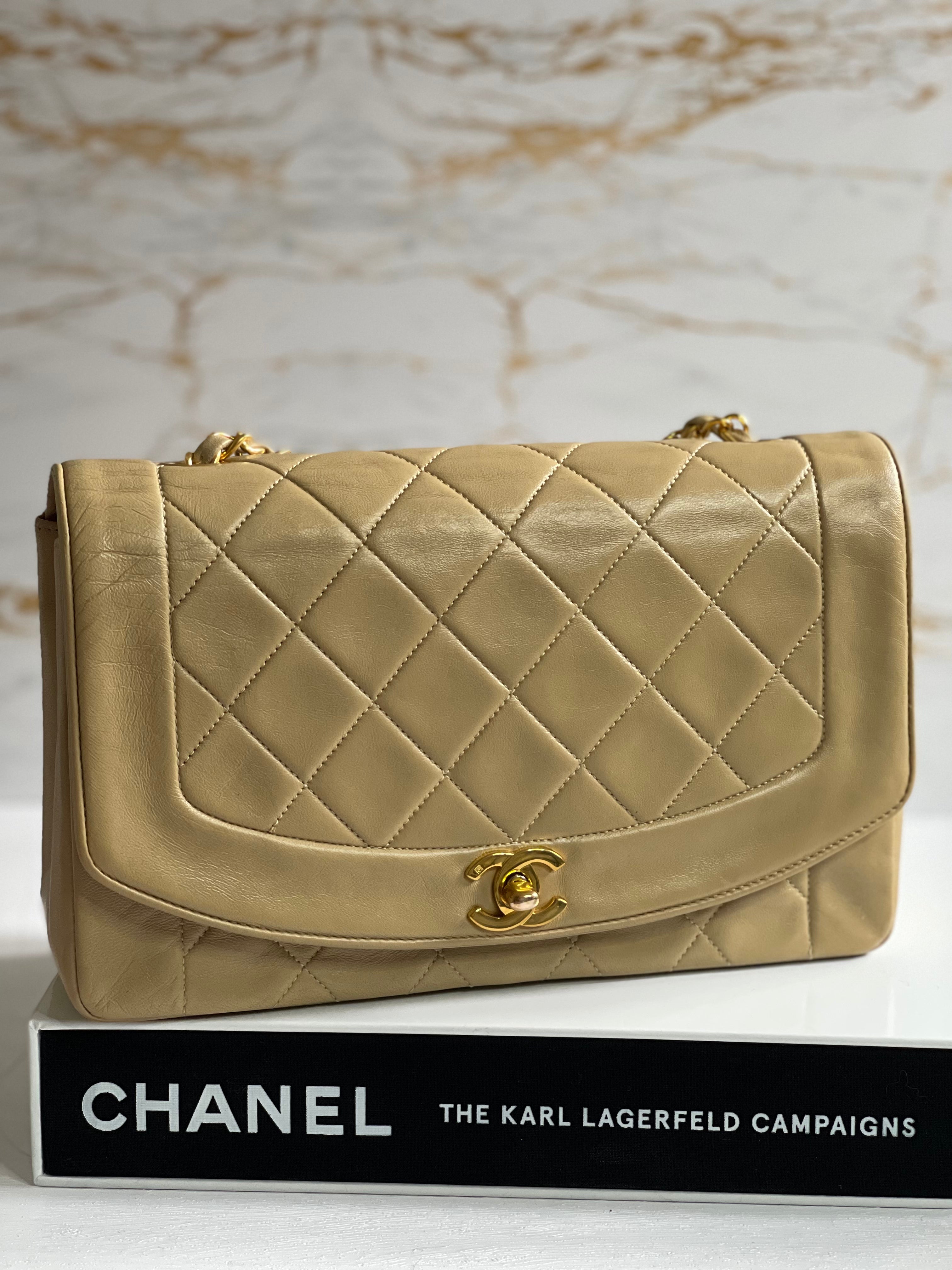 Chanel Diana Flap bag size Medium in Milk Tea Beige Lambskin