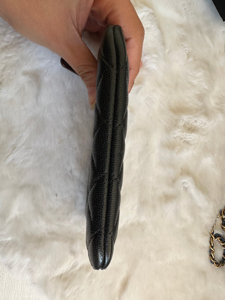Chanel series 24 Black Caviar LGHW Mini O Case/Pouch
