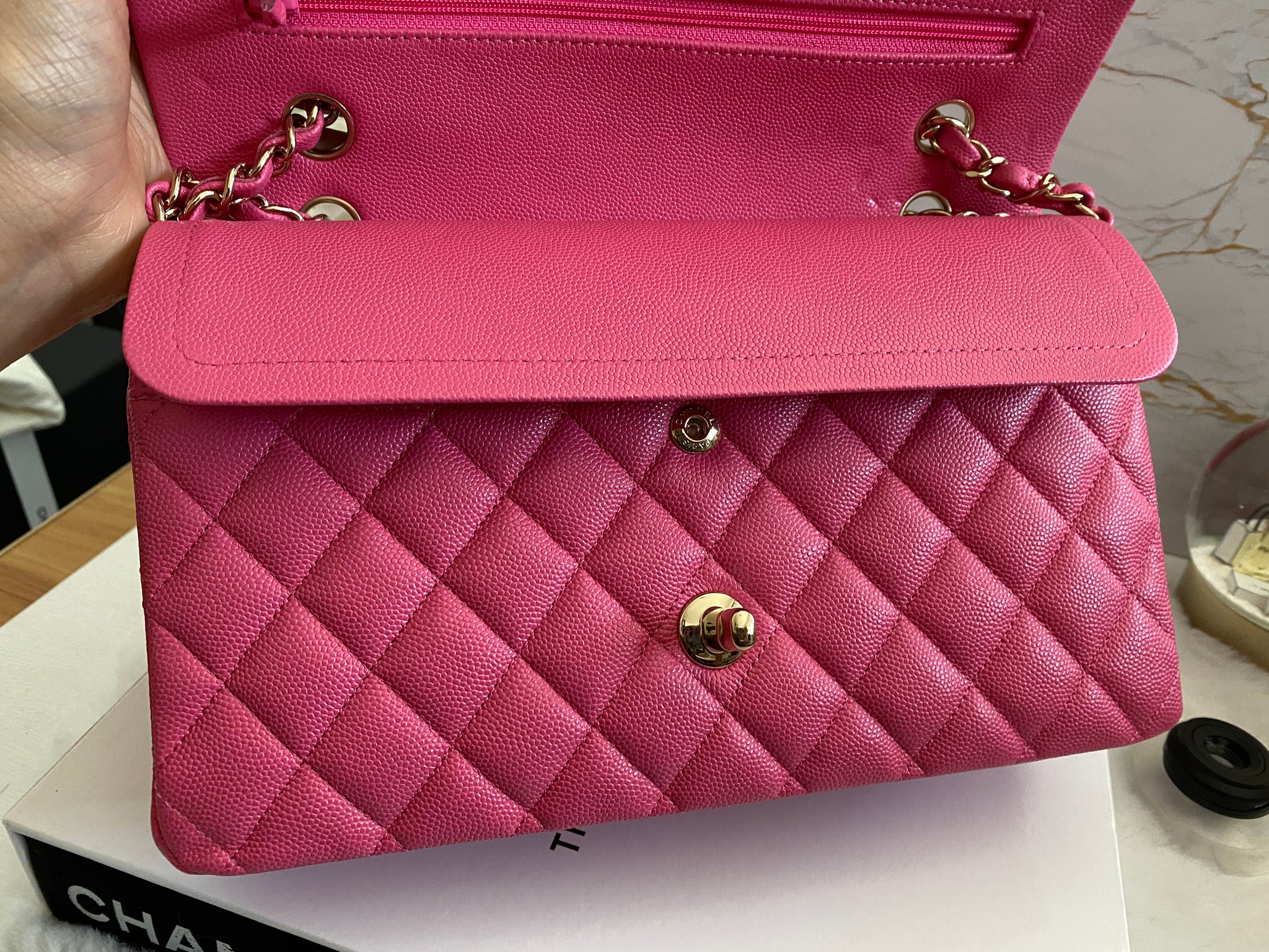 Chanel series 30 20S Collection Pink Caviar LGHW Medium ML Double Flap Globalluxcloset