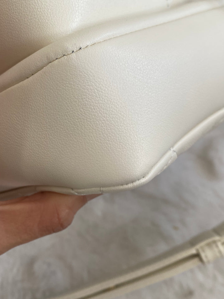 Chanel 22C White Calfskin GHW Small Camera Case Bag with Adjustable Strap