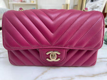 Load image into Gallery viewer, Chanel 18B Purple Lambskin Chevron LGHW Mini rectangular flap bag
