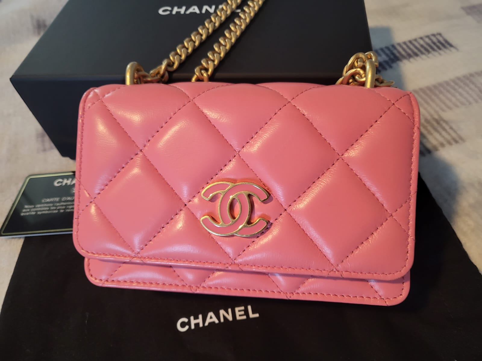 Chanel 255 Small Flap Wallet TriFold Pink AP0230