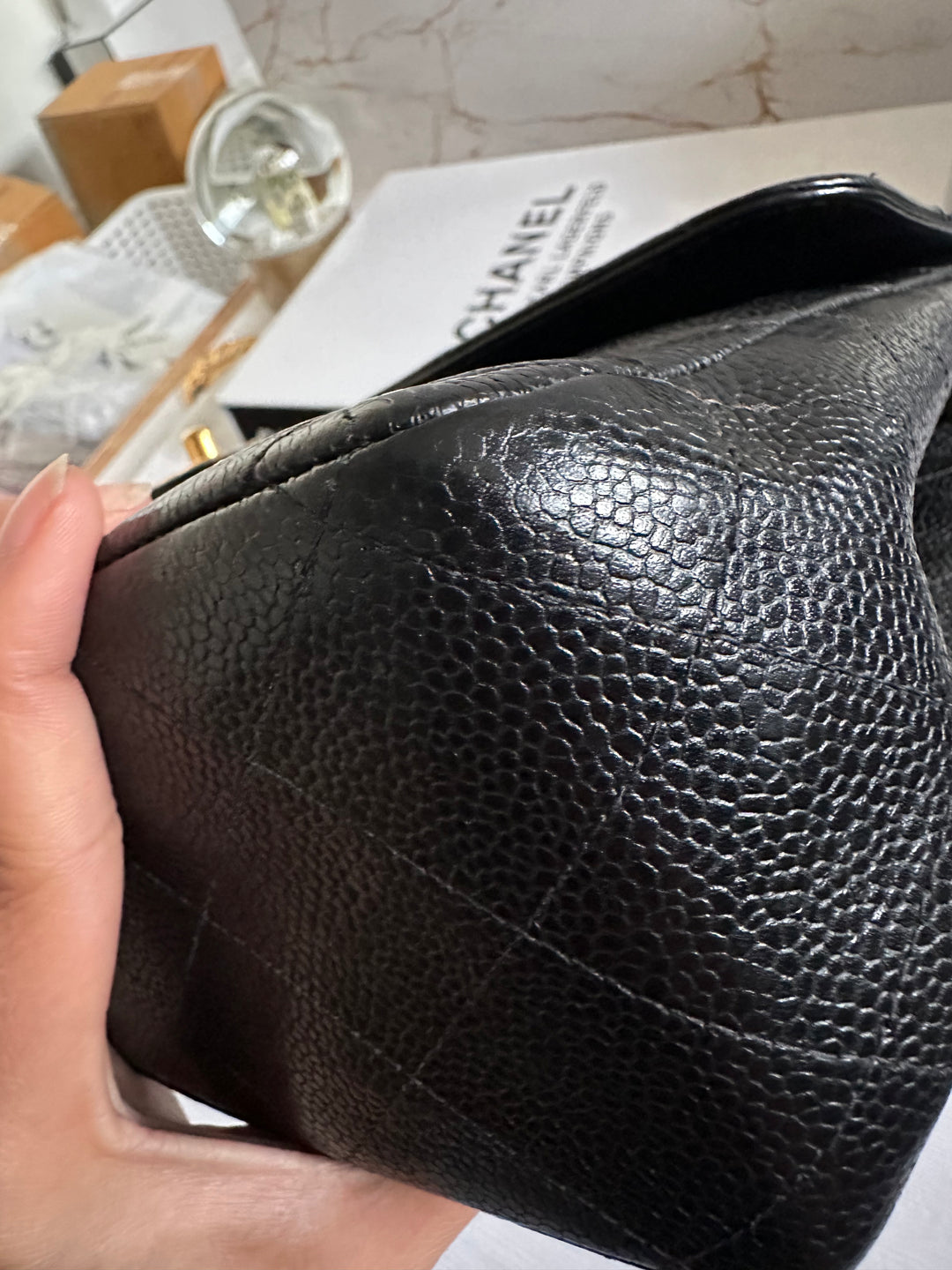 Chanel Series 7 Vintage 24K GHW Black Caviar Jumbo Flap Bag