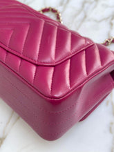 Load image into Gallery viewer, Chanel 18B Purple Lambskin Chevron LGHW Mini rectangular flap bag
