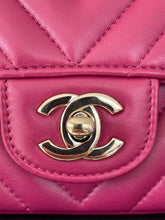 Load image into Gallery viewer, Chanel 18B Purple Lambskin Chevron LGHW Mini rectangular flap bag
