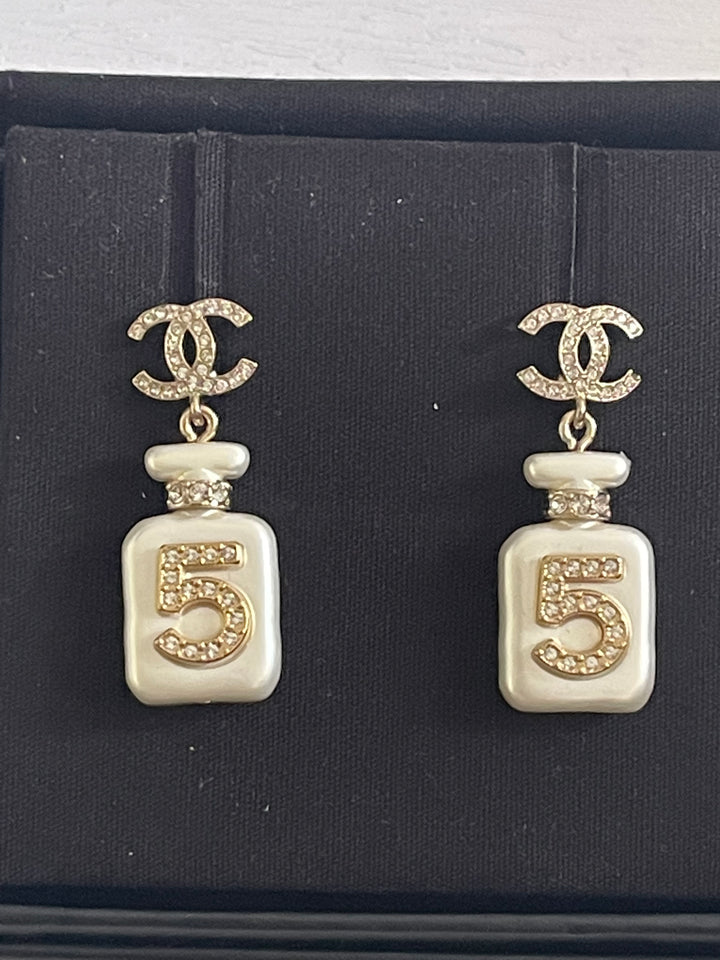 Chanel 22S Collection Number 5 Perfume Bottle Earrings
