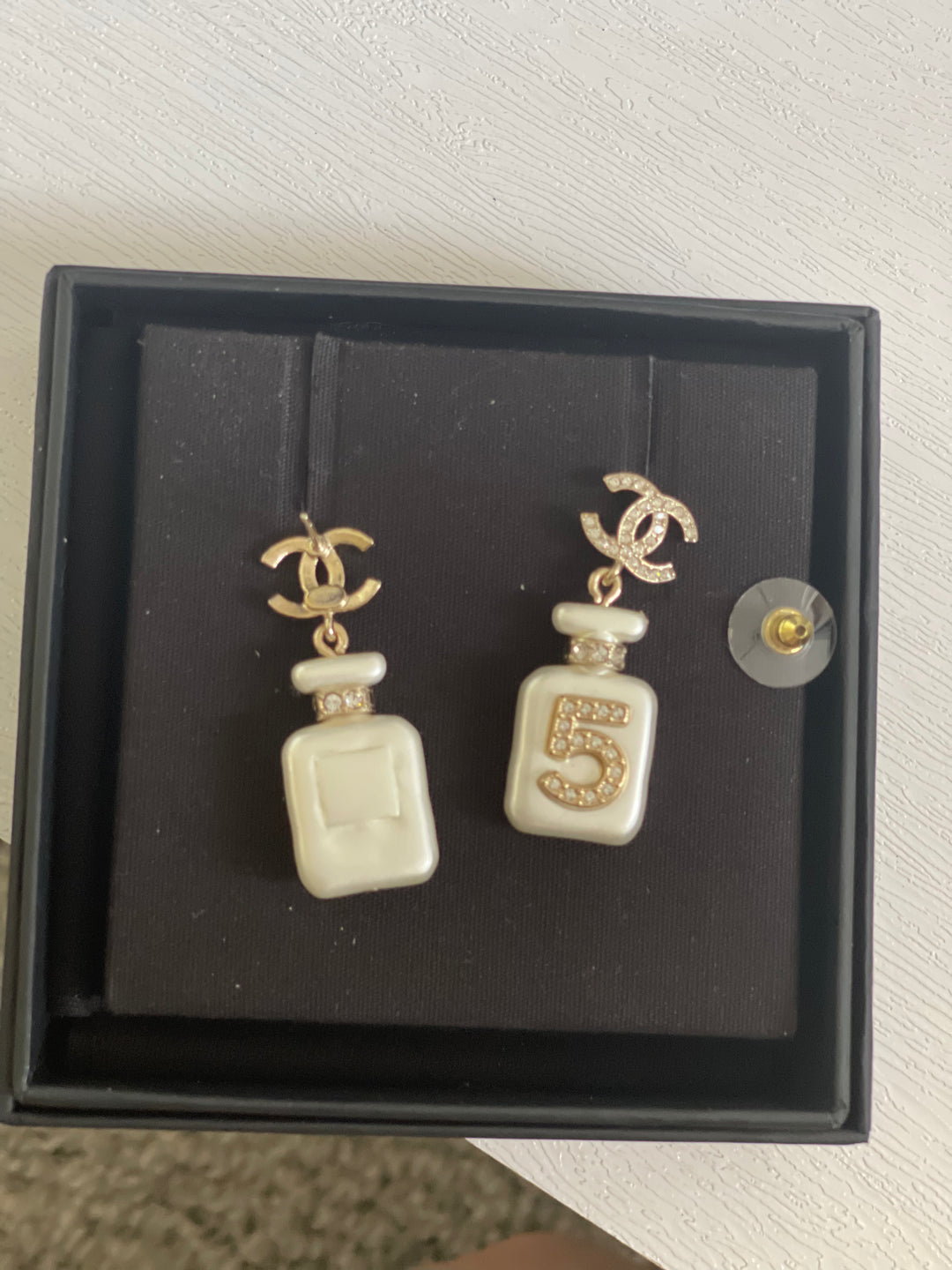 Chanel 22S Collection Number 5 Perfume Bottle Earrings