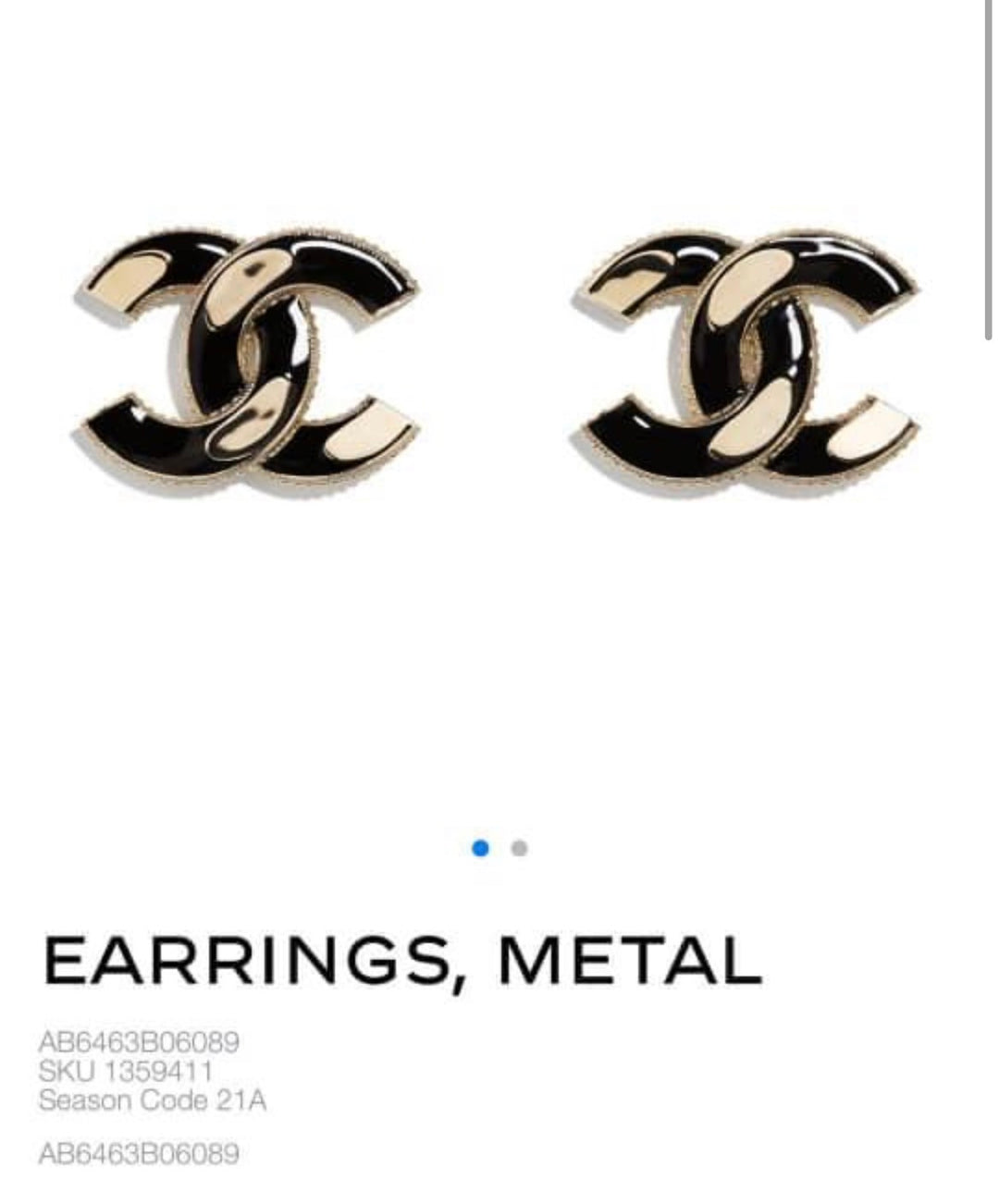 Chanel 21A Gold and Black CC Earrings