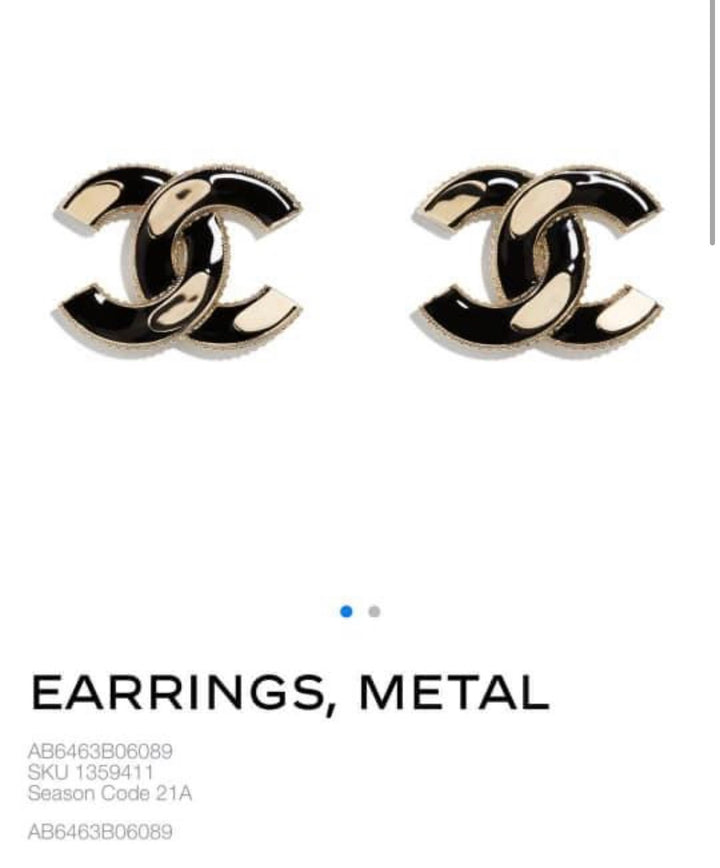 Chanel 21A Gold and Black CC Earrings