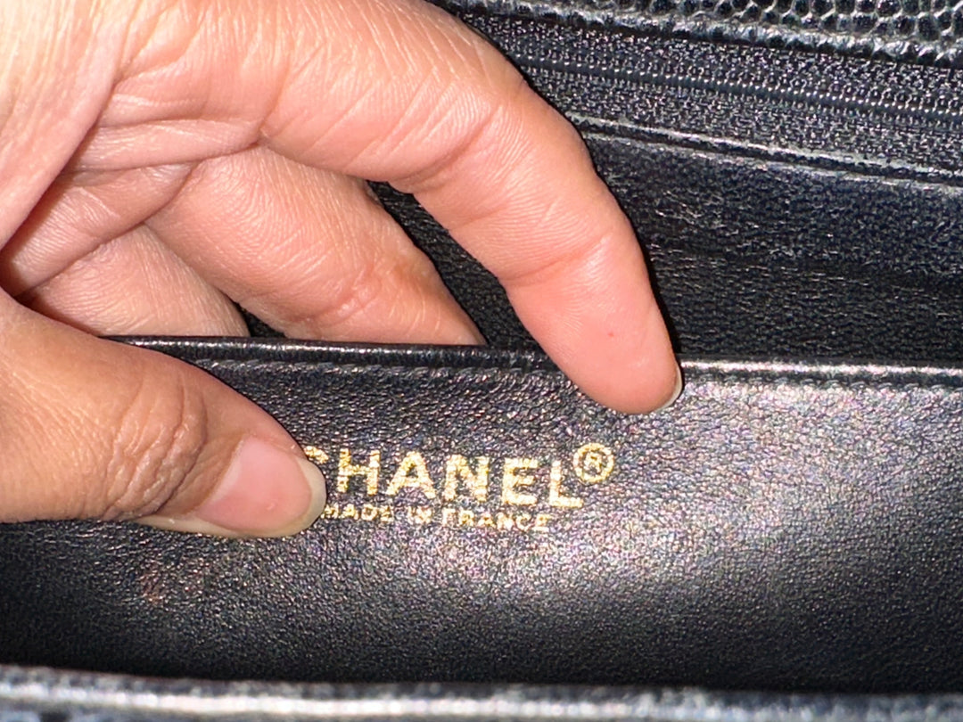 Chanel Series 7 Vintage 24K GHW Black Caviar Jumbo Flap Bag