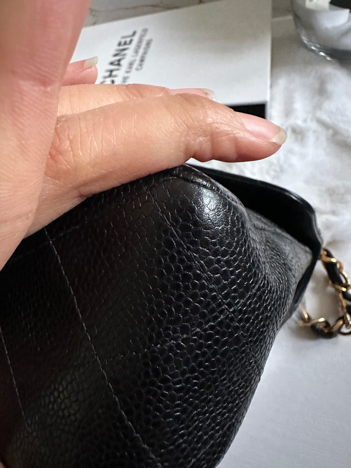 Chanel Series 7 Vintage 24K GHW Black Caviar Jumbo Flap Bag