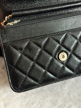 Load image into Gallery viewer, Chanel 22B Collection Black Caviar LGHW Classic Wallet on chain (WOC)
