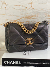 Load image into Gallery viewer, Chanel 19 Flap Bag Size Small series 28 Black Goatskin with mixed hardware
