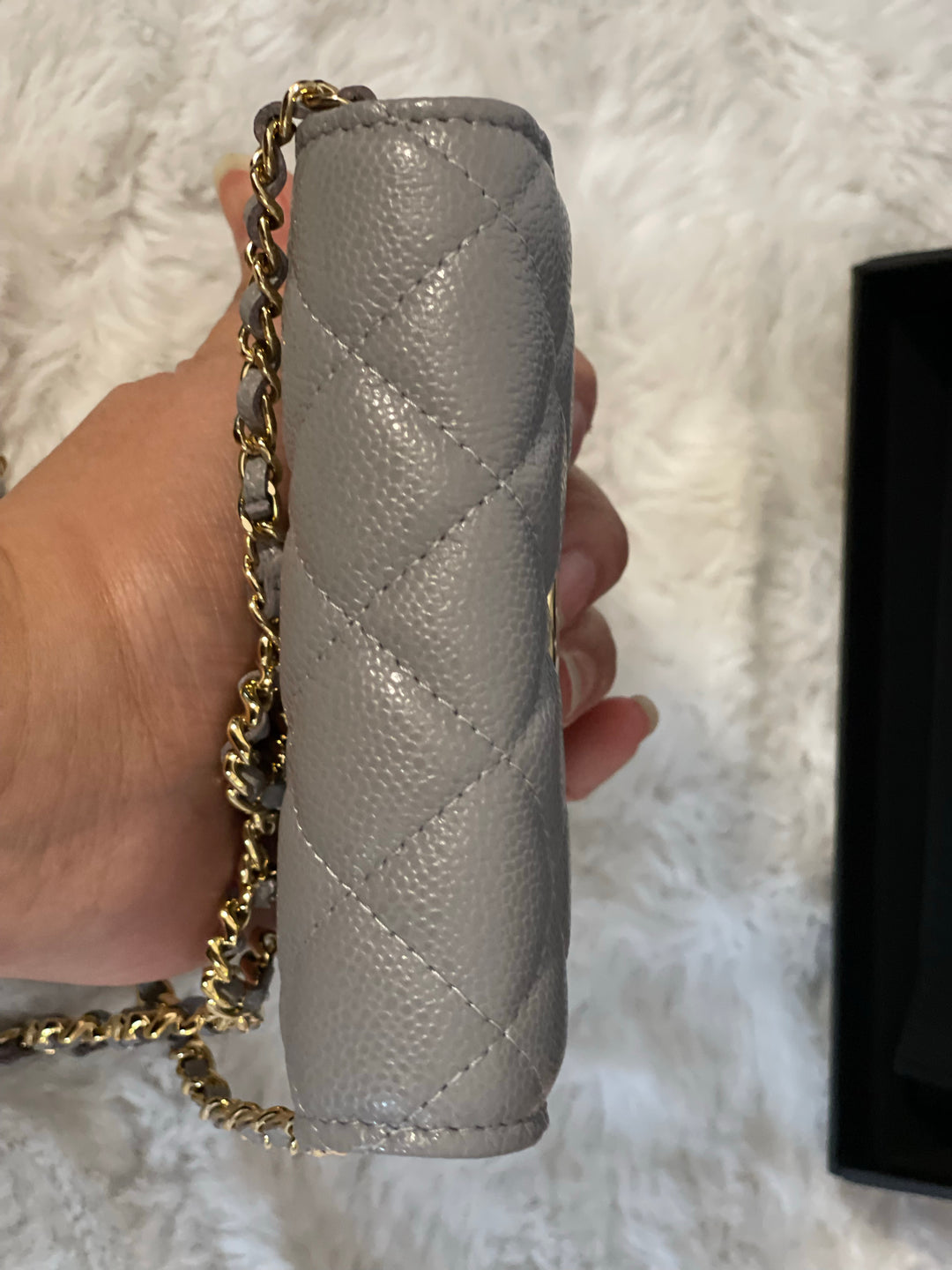 Chanel 21B Grey caviar coco chain o purse