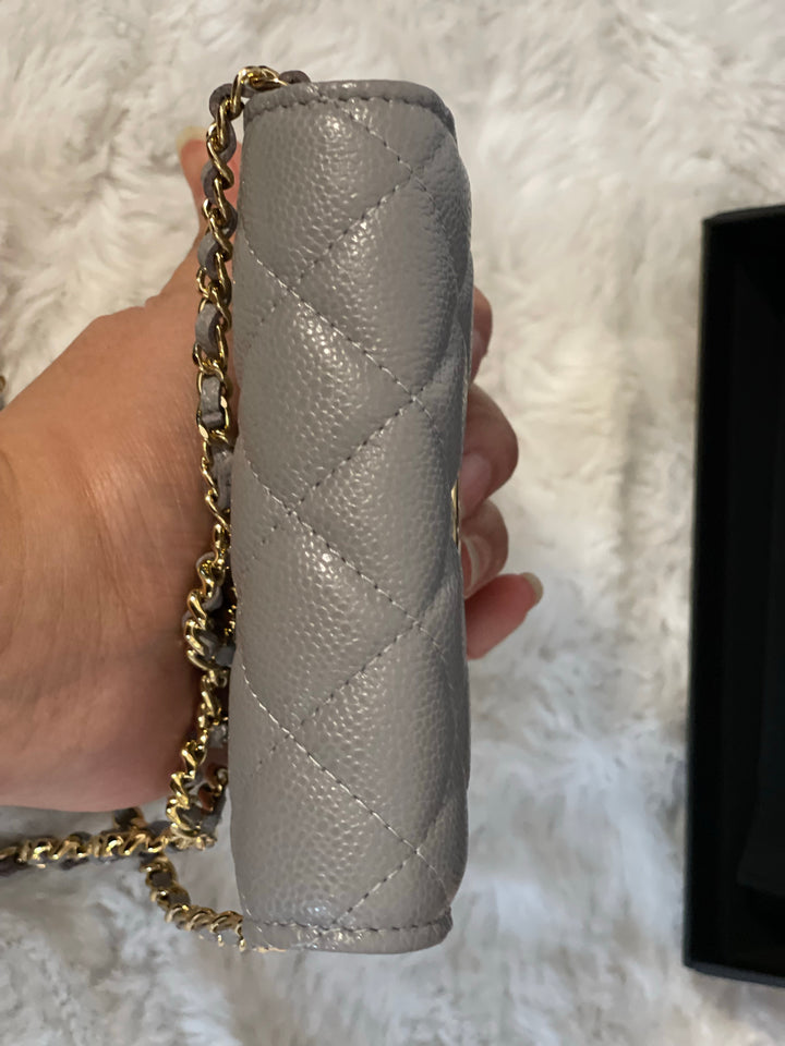 Chanel 21B Grey caviar coco chain o purse