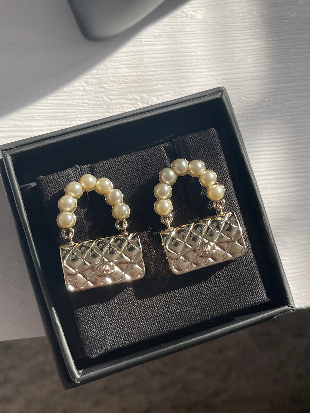 Chanel Handbag Pearl Earrings