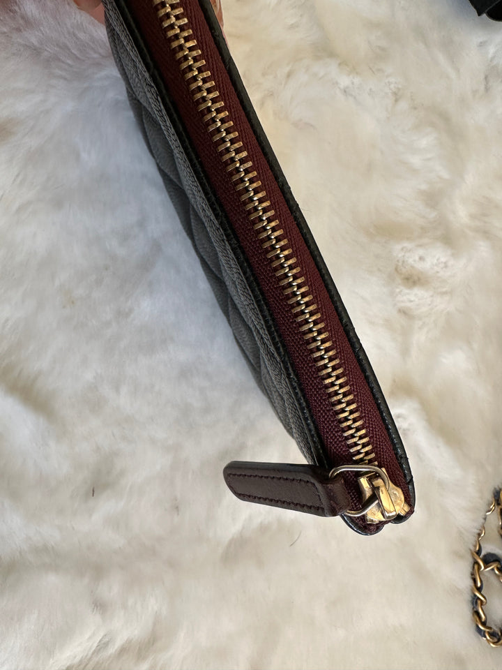 Chanel series 24 Black Caviar LGHW Mini O Case/Pouch