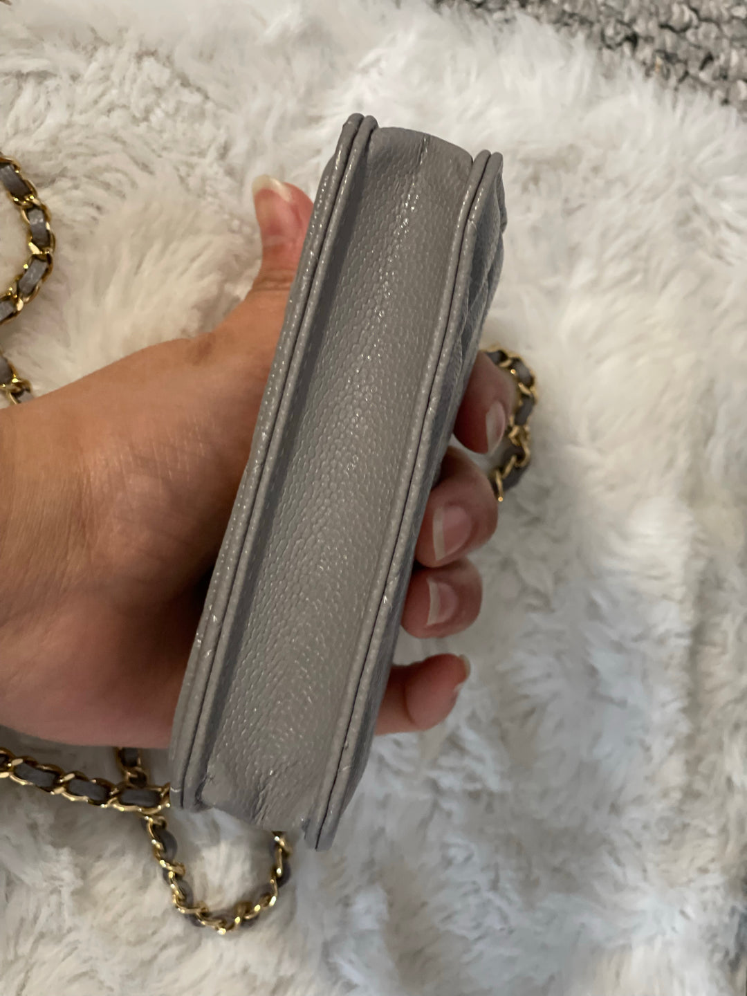 Chanel 21B Grey caviar coco chain o purse