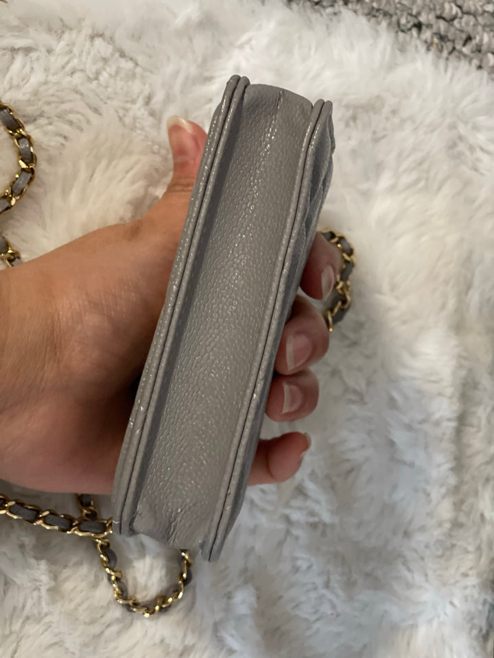 Chanel 21B Grey caviar coco chain o purse